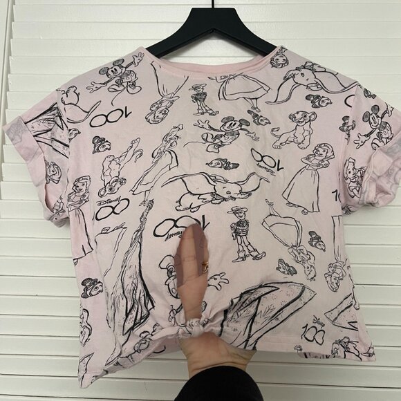 Disney Sketches Crop Top w/ knot detail. Pink - Picture 2 of 4